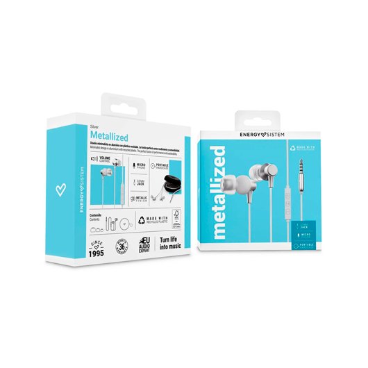 AURICULARES CABLE ENERGY SISTEM METALLIZED SILVER