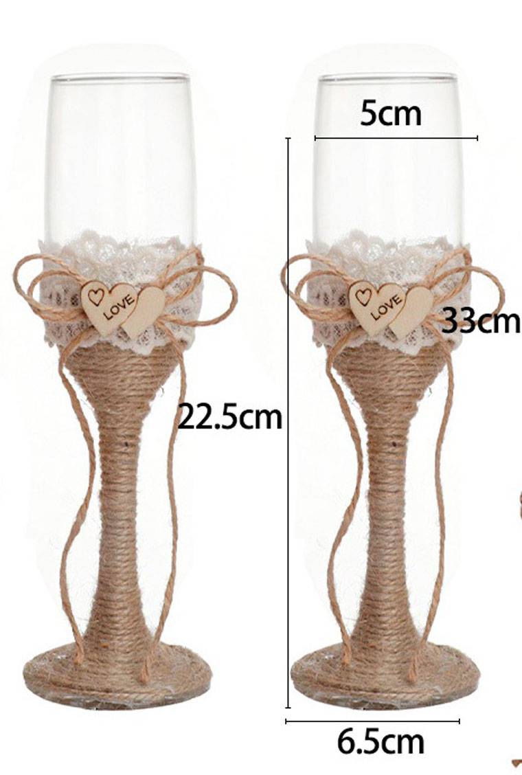 Set 2 copas cristal boda kraft