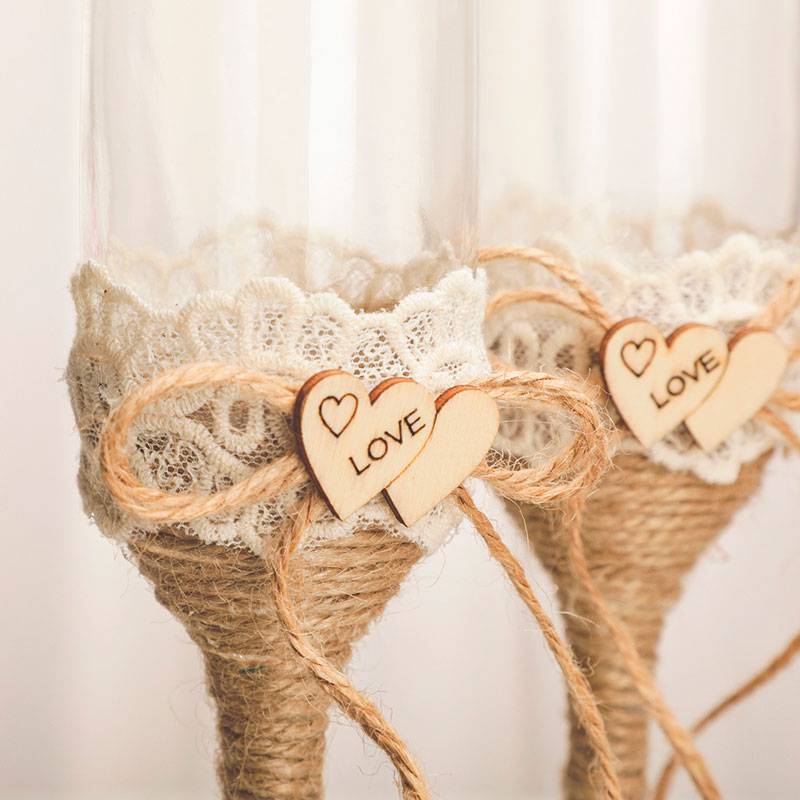 Set 2 copas cristal boda kraft - Imagen 3