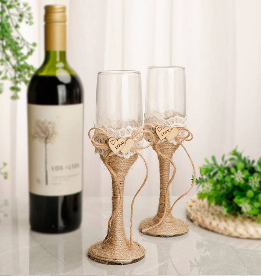 Set 2 copas cristal boda kraft - Imagen 4