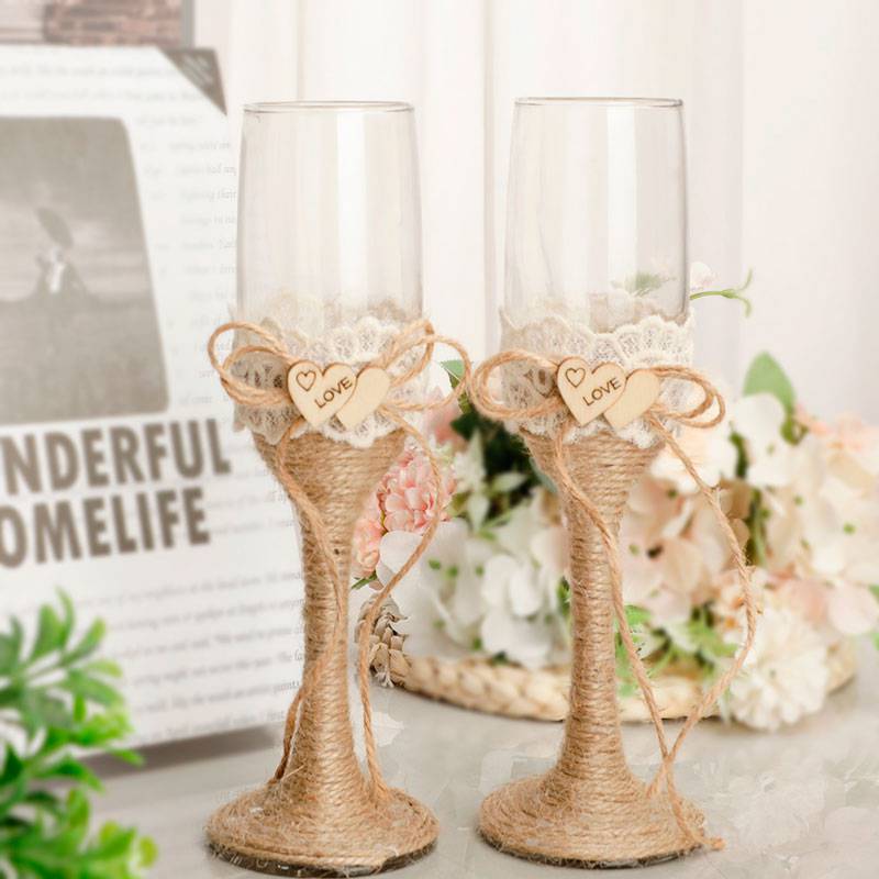 Set 2 copas cristal boda kraft - Imagen 5