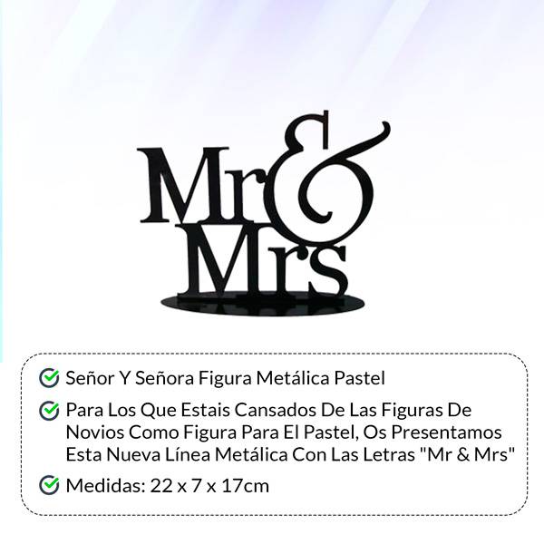 Figura pastel metálica mr&mrs