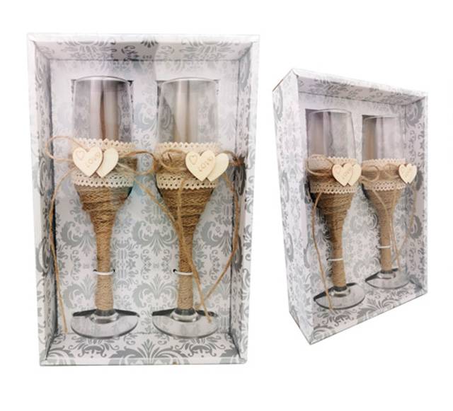 Set 2 copas cristal boda kraft - Imagen 6