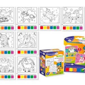 Libro para colorear acuarelas y pincel