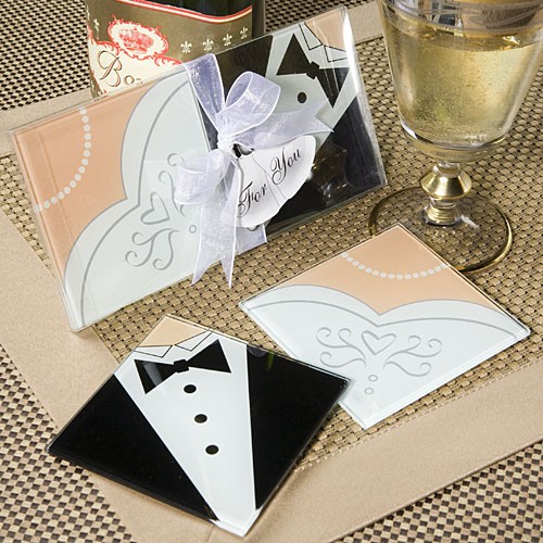 Set 2 posavasos cristal novios