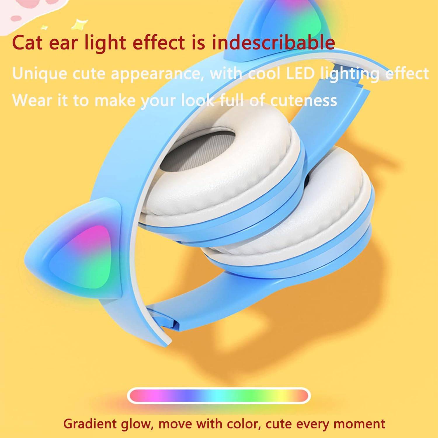 Cascos auriculares orejas inalámbricos azul+caja - Imagen 3