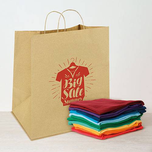 Caja de 150 bolsas de papel kraft para tiendas 46 x 16 x 49 cm