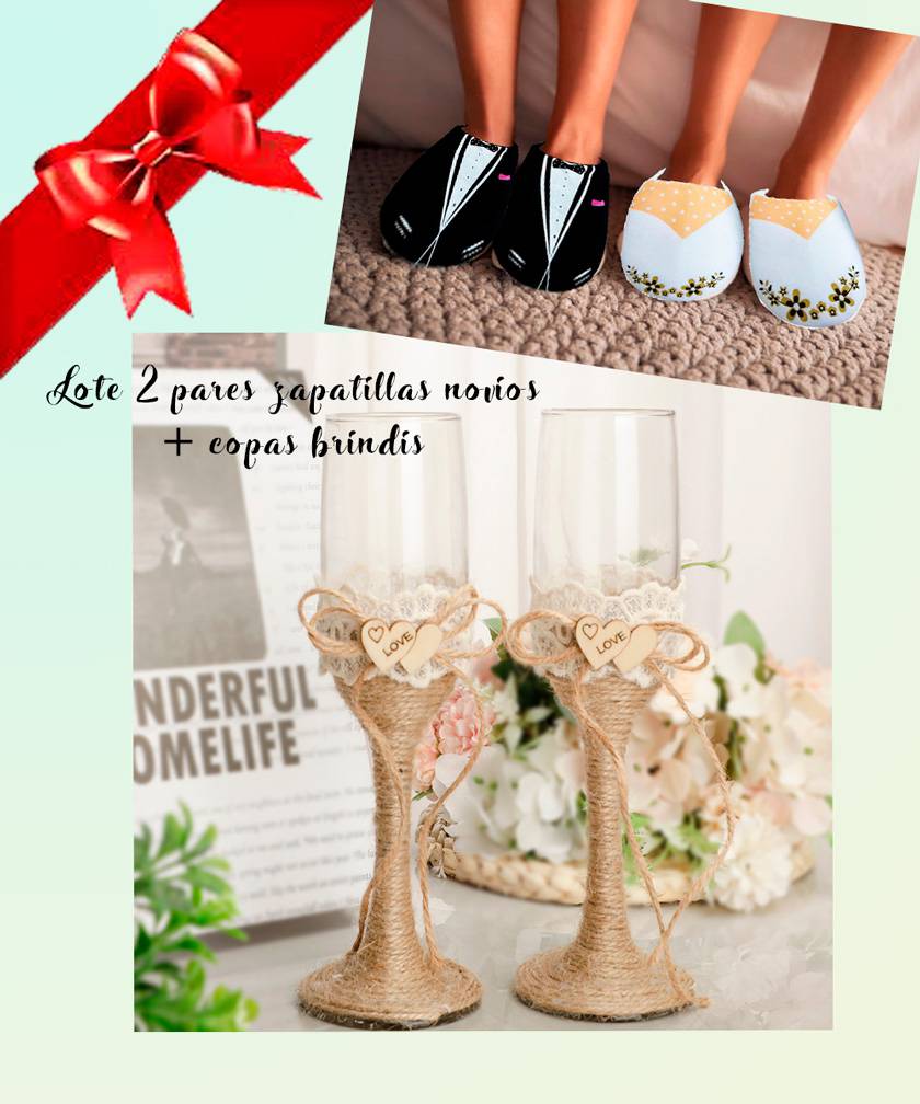Lote 2 pares zapatillas novios + 2823 copas