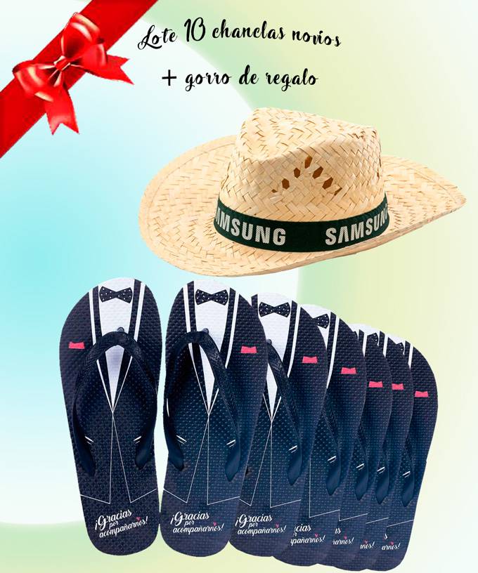 Lote 10 chanclas novio + gorro de regalo