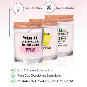 Caja de 120 velas gracias por venir cristal