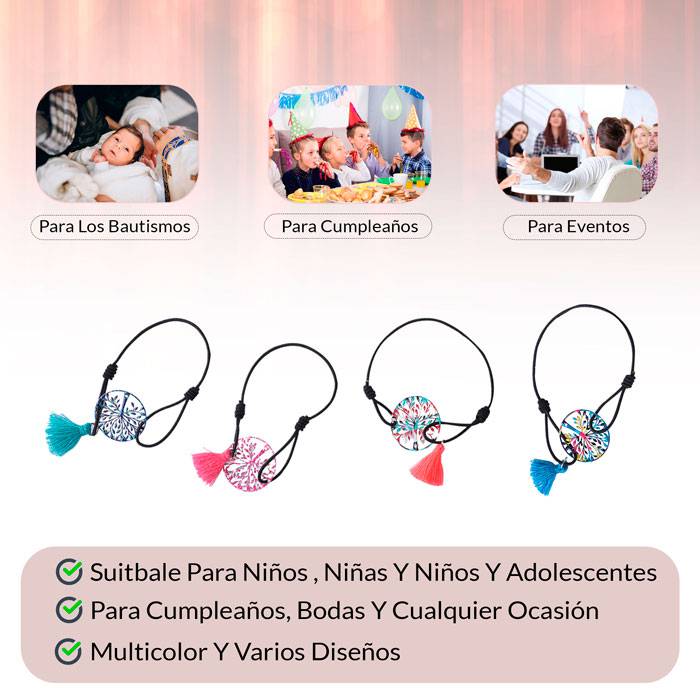 Lote 500 pulseras árbol de la vida con pompón