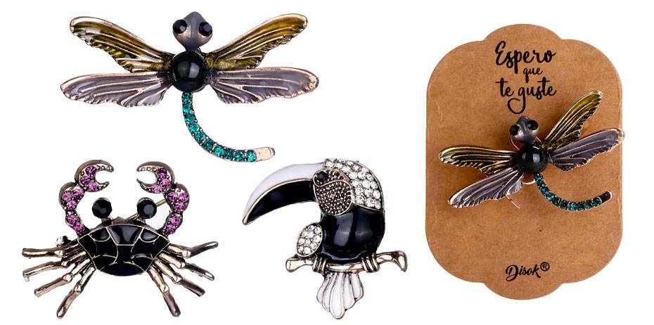 Lote de 100 broches animales con pedrería