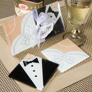Caja de 100 posavasos cristal novios