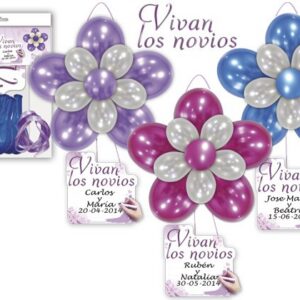 Deco kit globos + cartel "vivan los novios"
