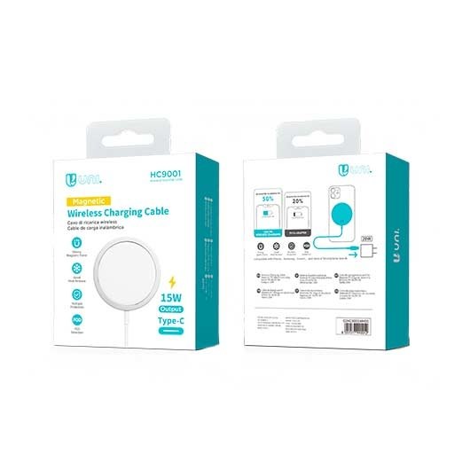 CARGADOR INALAMBRICO UNI 15W CABLE USB-C 1M