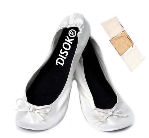 Bailarinas bodas en bolsa de regalo l-blanco