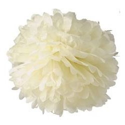 Pompon de papel de seda 20 cm marfil