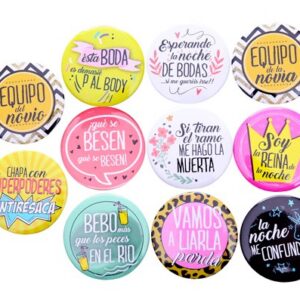 Lote 11 chapas frases wedding
