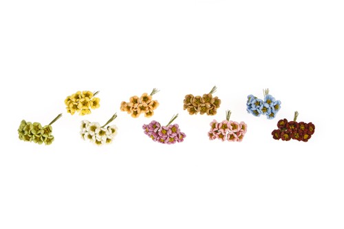 Ramillete con 8 flores decoracion 2.5 cm amarillo