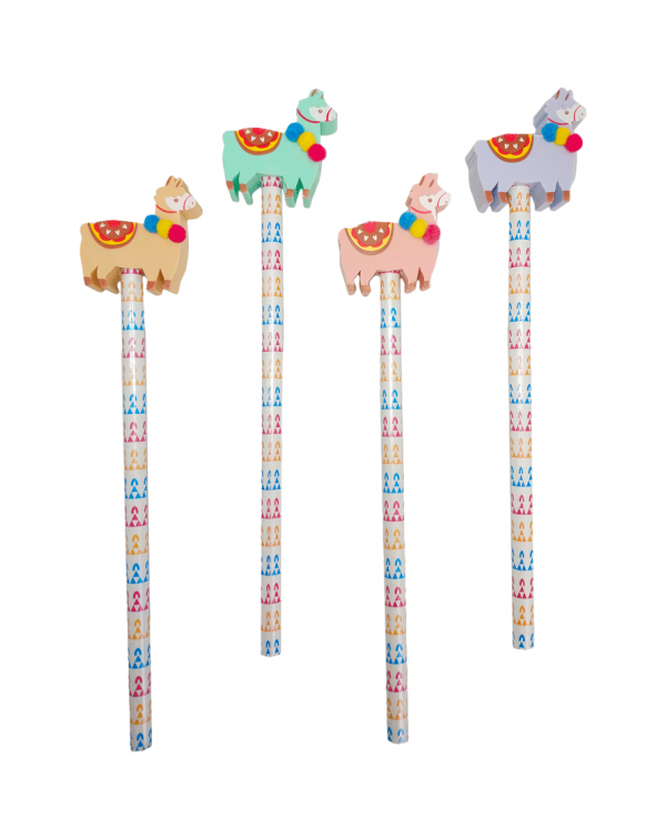 Lote 24 lápices de madera con borrador «llamas»