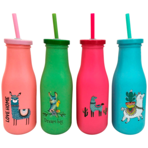 Botella cristal llamas