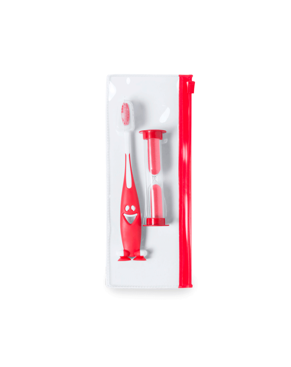Set cepillo de dientes y reloj de arena en estuche