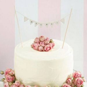 Banderin marfil para tarta "mr & mrs"