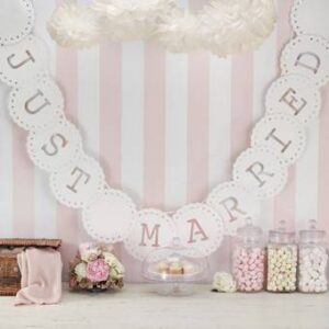Banderas "just married" marfil circular