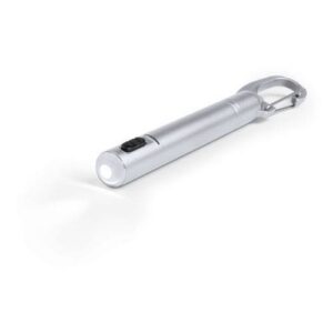 Llavero bolígrafo + linterna plata