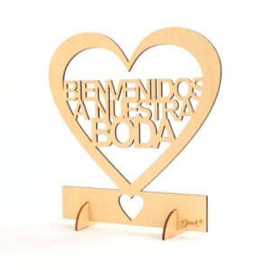 Cartel madera "bienvenidos a nuestra boda"