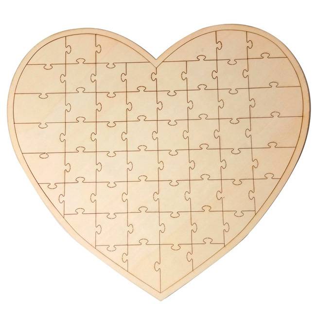 Puzzle de firmas madera corazón 47 cm