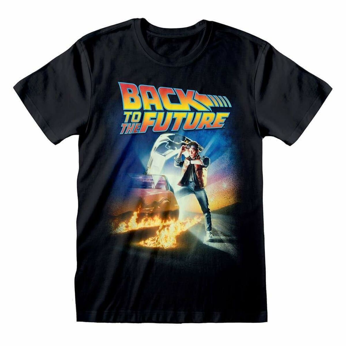 Camiseta de Manga Corta Back to the Future Poster Negro Unisex (Tallas: S-M-L-XL-XXL)