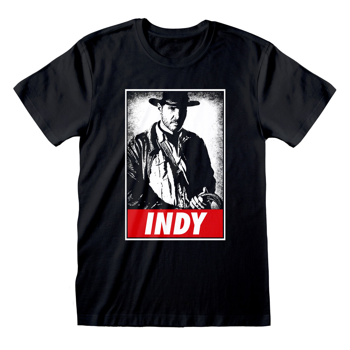 Camiseta de Manga Corta Indiana Jones Indy Negro Unisex (Tallas: S-M-L-XL-XXL)