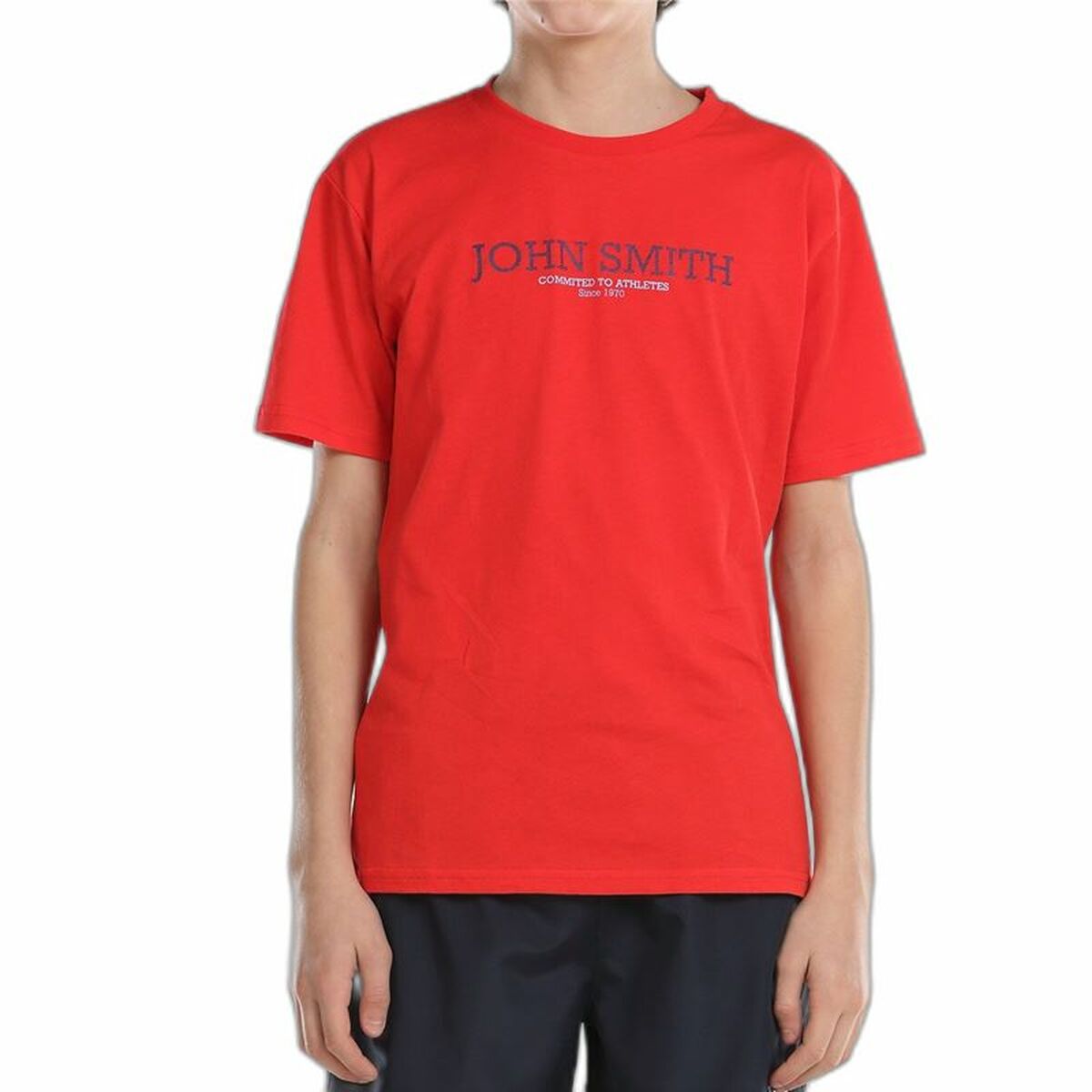 Camiseta de Manga Corta Niño John Smith Efebo  Rojo (Tallas:6-8-10-12-14-16 Años)