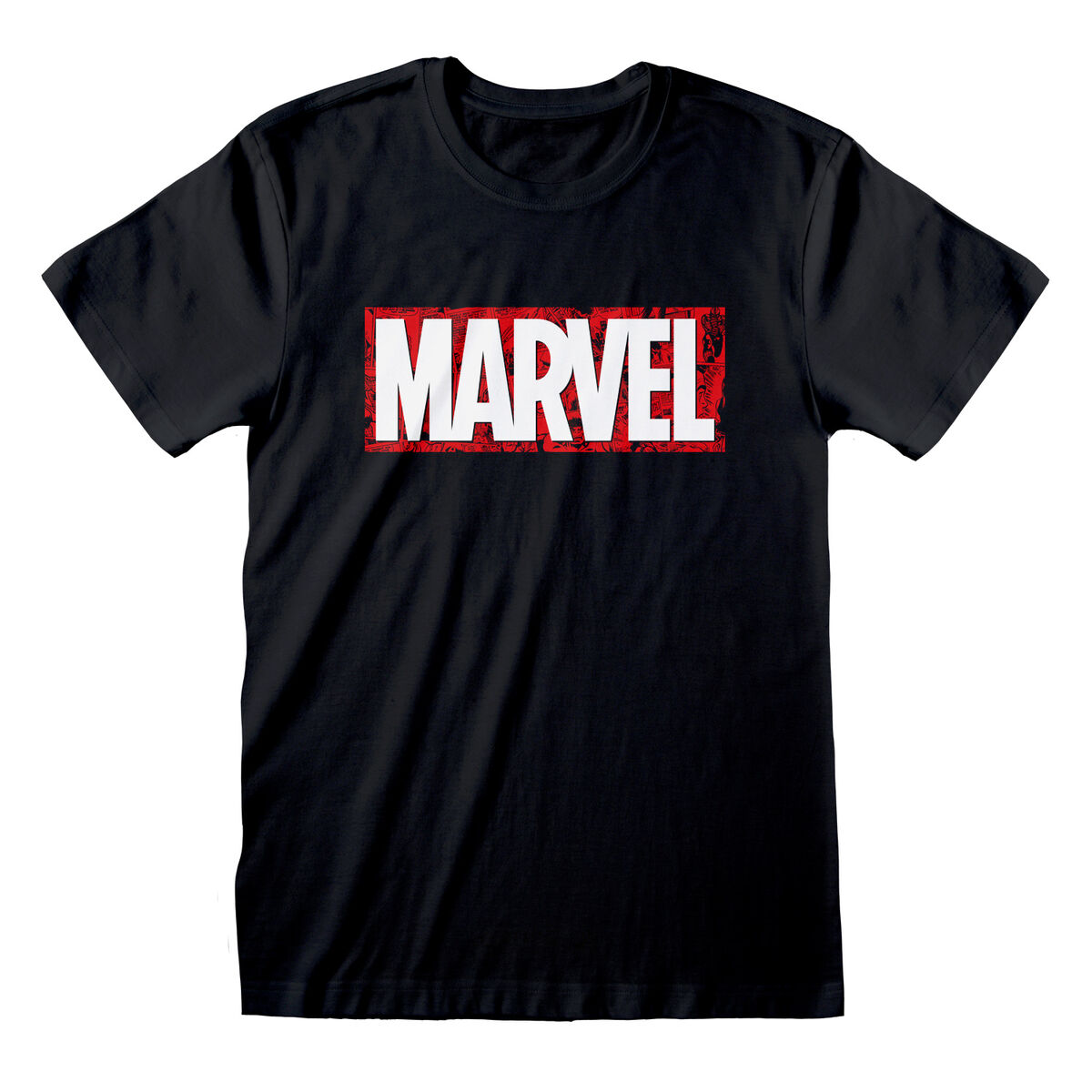 Camiseta de Manga Corta Unisex Marvel Negro (Tallas: S-M-L-XL-XXL)