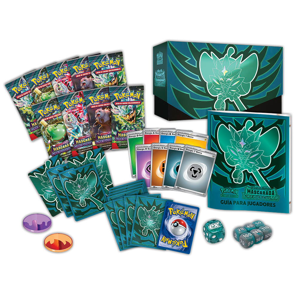 Estuche cartas Mascarada Crepuscular Escarlata y Purpura Pokemon español