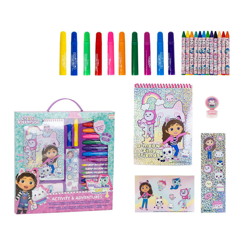 Set papeleria coloreable La Casa de Muñecas de Gabby