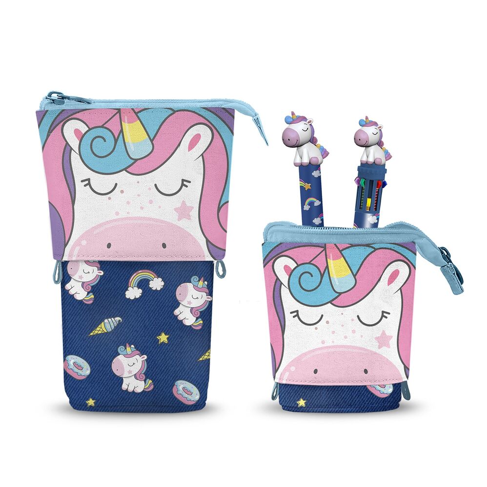 Portatodo Unicornio + Boligrafo 10 colores + boligrafo borrable Oh My Pop!