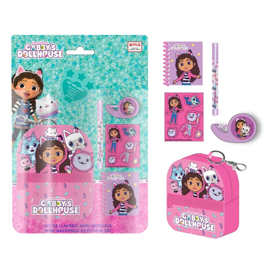 Set papeleria Mini Mochila La Casa de Muñecas de Gabby
