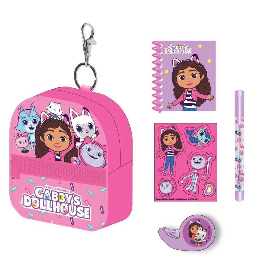 Set papeleria Mini Mochila La Casa de Muñecas de Gabby