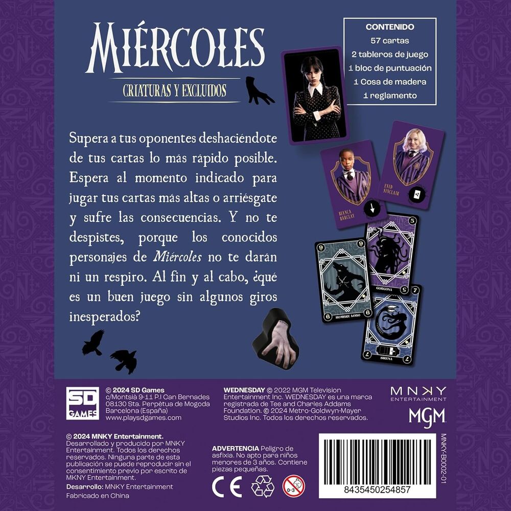Juego de cartas Criaturas y Excluidos Miercoles Wednesday español - Imagen 4