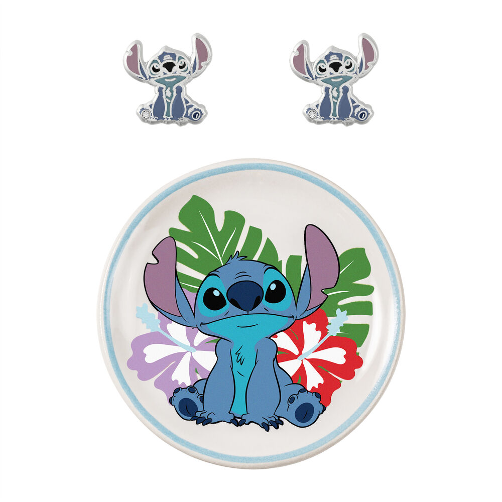 Pendientes + plato bisuteria Stitch Disney