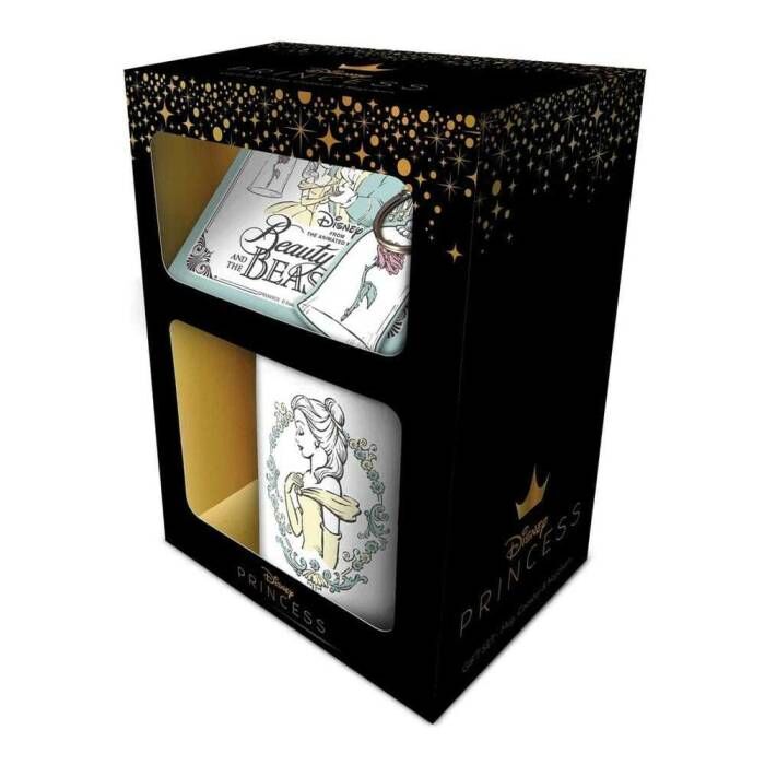 Set Taza + llavero + posavasos La Bella y la Bestia Disney
