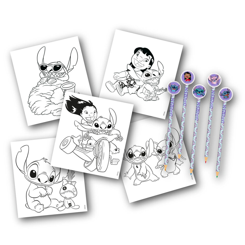 Libro Colorear + Lapices Stitch Disney