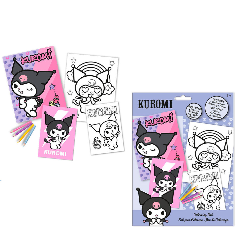 Set Colorear + Cuaderno Kuromi Hello Kitty