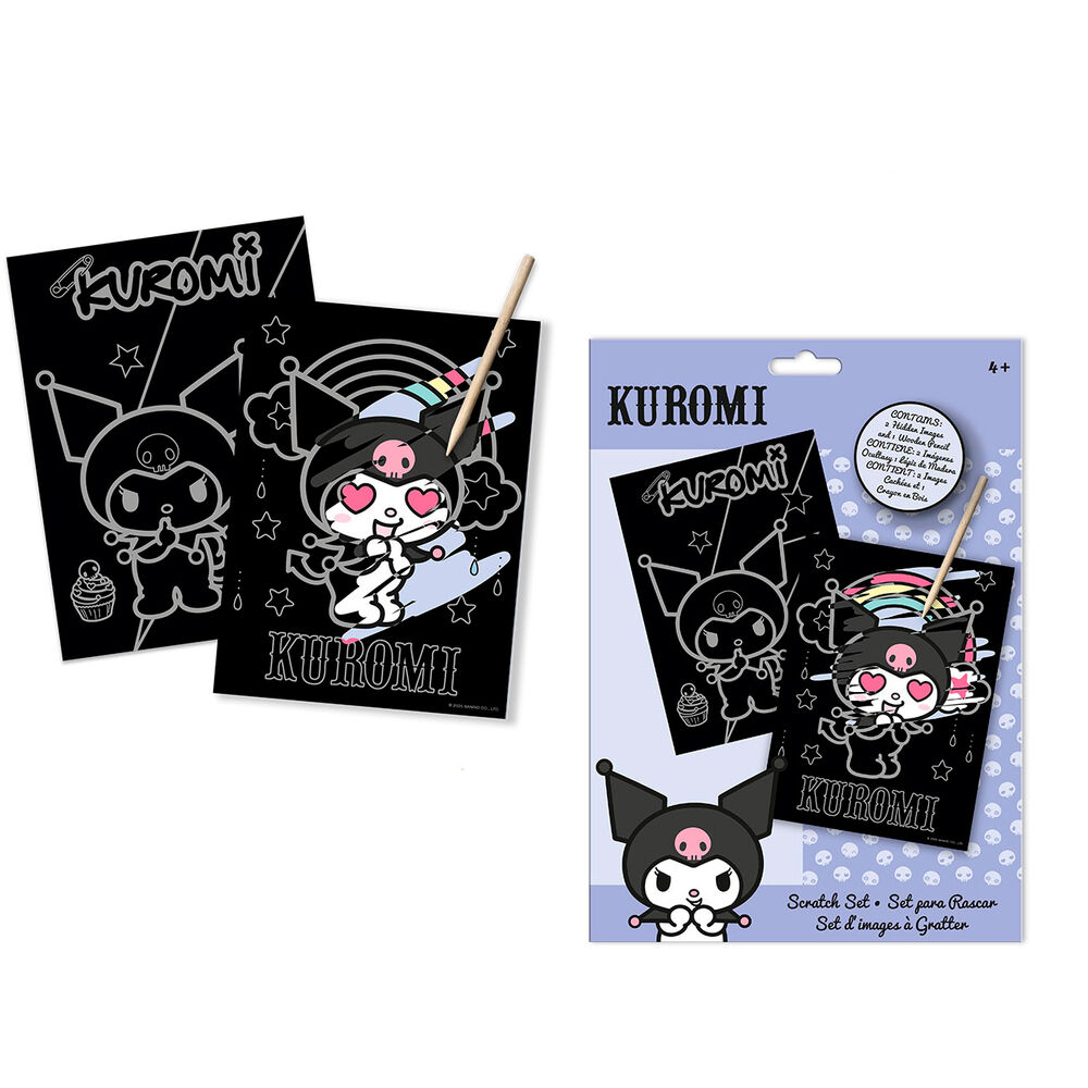 Set papeleria Scratch Art Kuromi Hello Kitty