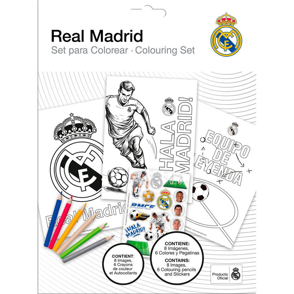 Set de Colorear con pegatinas Real Madrid