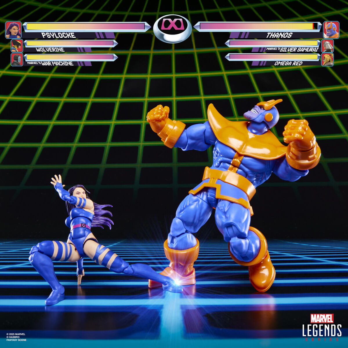 Blister 2 figuras Psylocke vs Thanos Gameverse Marvel Legends 15cm