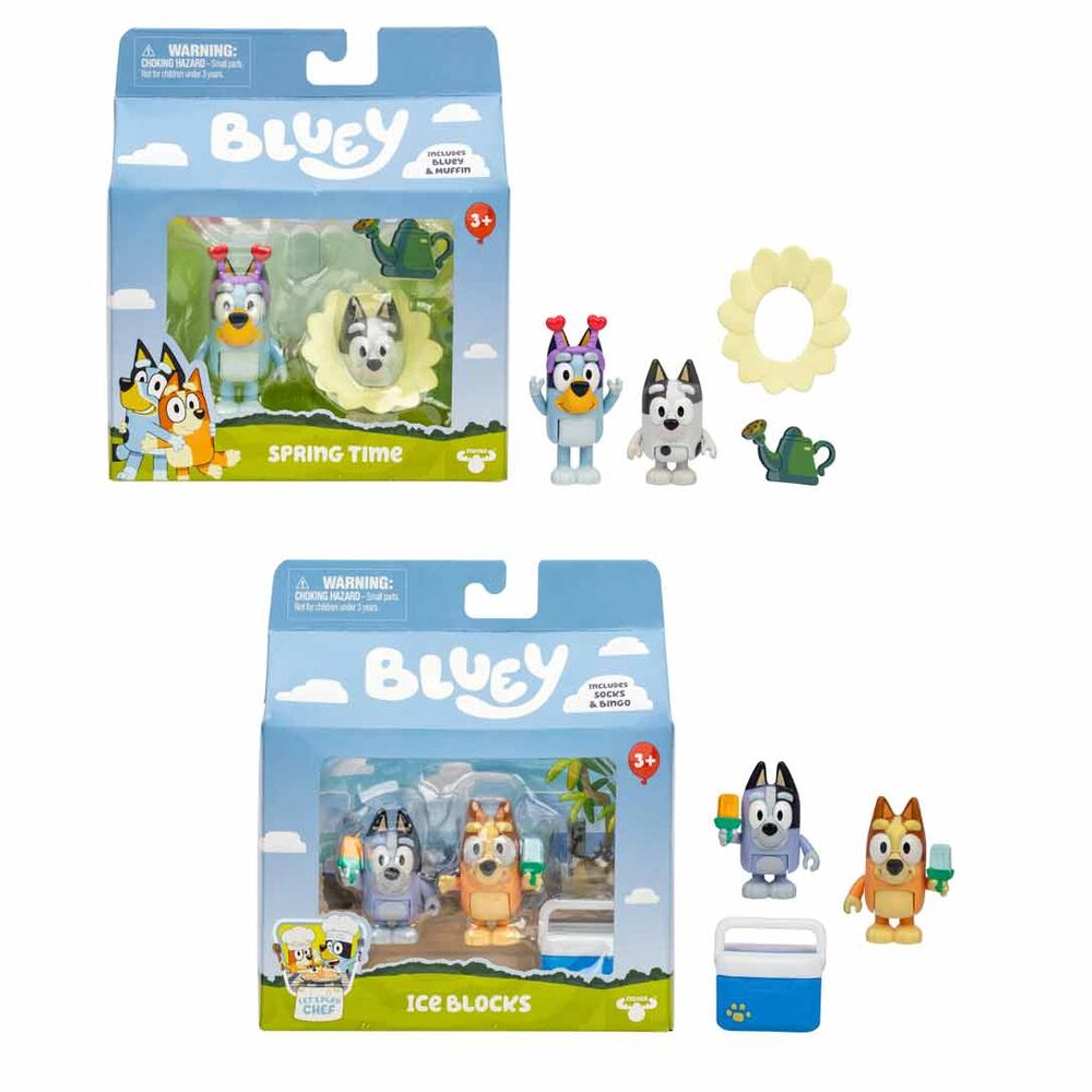 Blister 2 figuras Lets Play Chet Bluey surtido