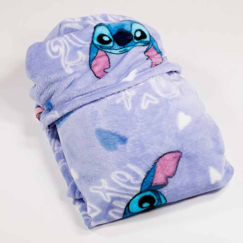 Manta coralina capucha Stitch Disney 120x150cm